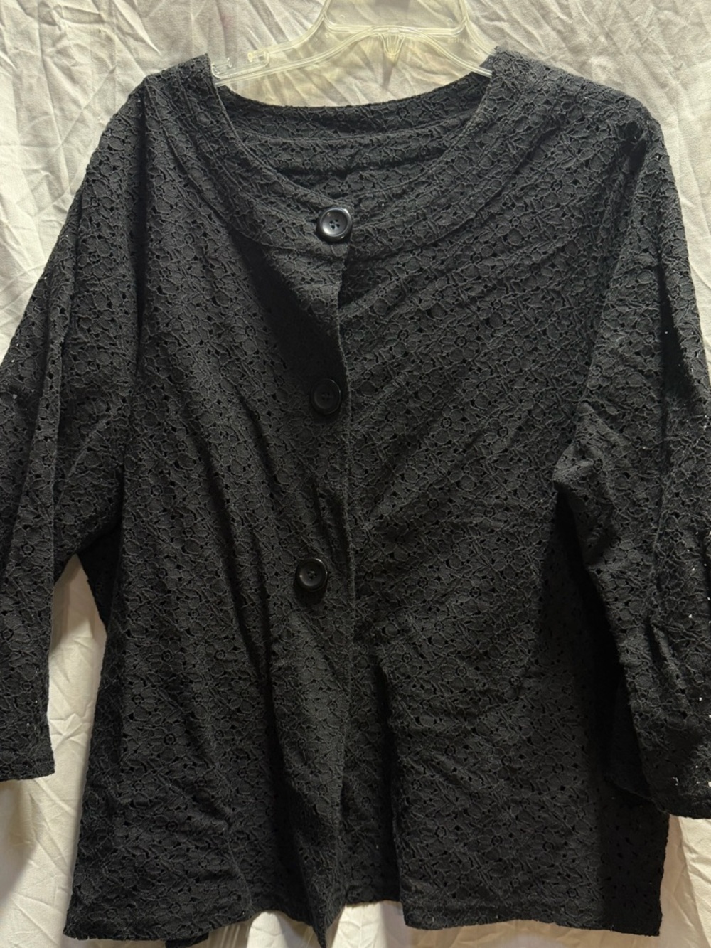 Women’s Black Lace Button-Front Cardigan Sweater